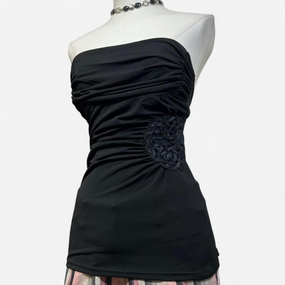 Y2K Arden B Ruched Slim Tube Top Womens M Braided Embroidery Goth Alt Festival
